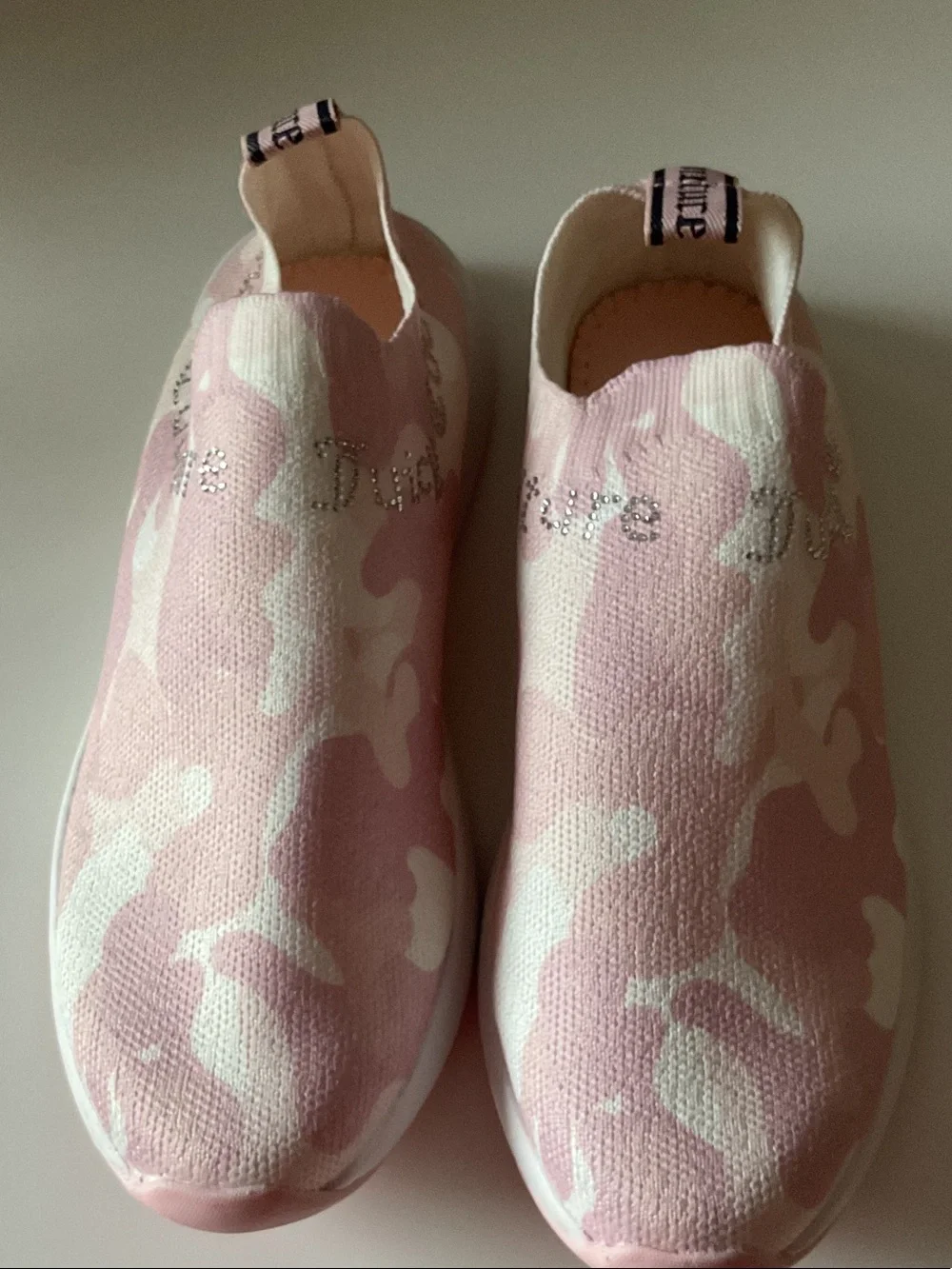 Juicy Couture Pink & White Camouflage Slip-On Sneakers